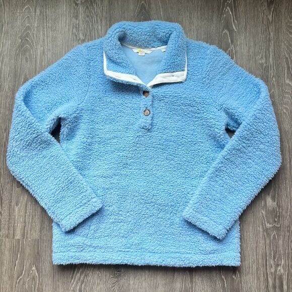 Boden Tops - BODEN Sweatshirt Fleece Pullover 1/2 Button-up Sherpa SZ 4 Women’s Small Blue